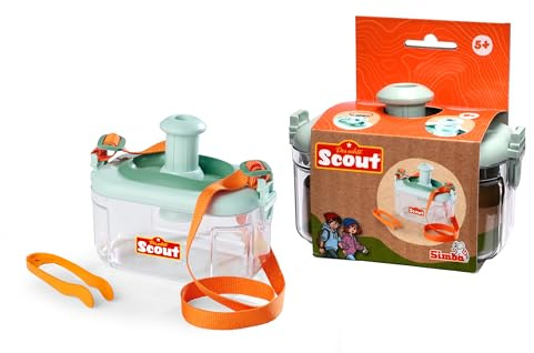 Simba Scout Lupenbecher – Insektenbeobachter mit ausziehbarem & drehbarem Okular, klappbarer Becher mit Tragegurt & Pinzette, Entdeckerspielzeug für Kinder, 15 cm, ab 3 Jahren