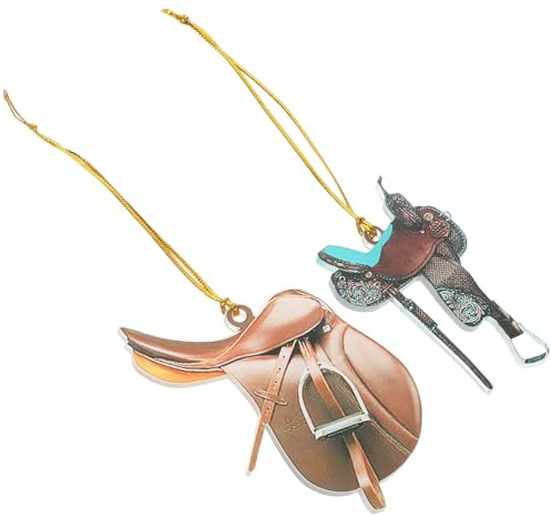 Acryl Pferdesattel Anhänger 2 Stück Western Stil für Autodekoration | Leicht, Fein Verarbeitet, Zarte Details, Geeignet für Türen und Koffer, für Westernfans