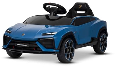 Elektrisches Ride-on-Auto Lamborghini Lanzador 12V mit Hinterradantrieb, lizenziert (einsitzig), blau, Lithiumbatterie, LED-Beleuchtung, breitem Sitz, 2,4-GHz-Fernbedienung, Bluetooth-Verbindung