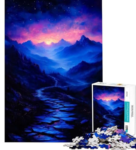 1000-teiliges Puzzle für Teenager Motiv Blaue Nebelberge Lernspiel Herausforderung Spielzeug praktisches Spiel schwierige Herausforderung lustiges Geschenk (Größe 38x26cm)