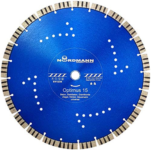 Disco diamantato Optimus 15 – Ø 350 x 20,0 mm – per granito, cemento, cemento acciaio, clinker, mattoni ecc.