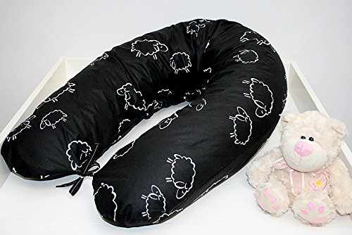 Rawstyle XXL Bezug für Stillkissen **36 MOTIVE** (Schafe Schwarz) Baby Lagerunskissen Lang Seitenschläferkissen 170 cm