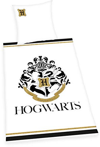 Herding Harry Potter Bettwäsche-Set, Mit Golddruck, Wendemotiv, Bettbezug 135 x 200 cm, Kopfkissenbezug 80 x 80 cm, Baumwolle/Renforcé