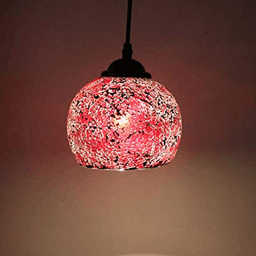 AZXAZ Style Marocain Mosaïque Motif Vintage Lampe Suspension de Plafond Lustre Abat-jour Boule Rétro Coloré en Verre pour Salle à Manger Restaurant à Thème Café Bar Décoration (B)