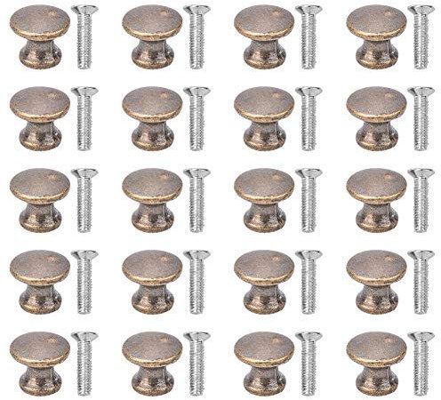 HEEPDD Mini Schubladenknöpfe, 20 Stück Mini Griff Pilzkopf Vintage Kabinett Drawer Schmuckkästchen aus Metall Geschenk Knöpfe einzelnes Loch Ziehgriffe