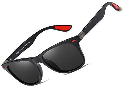 DUCO Retro Sonnenbrille für Herren und Damen zum Fahren Radfahren Angeln Golf 2146 (Schwarz Grau)
