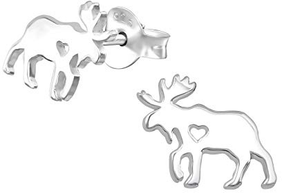 Laimons Kinder Mädchen-Ohrstecker Elch 10 x 8 mm Glanz aus Sterling Silber 925