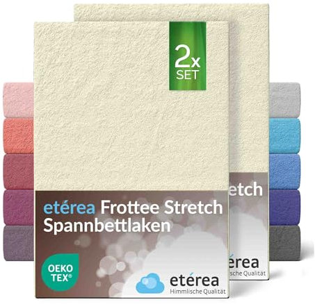 etérea Frottee Spannbettlaken 60x120-70x140 cm Natur für 5-15 cm Steghöhe 80% Baumwolle + 20% Polyester - Oekotex Spannbetttuch Bett Bezug Matratzen - Bettlaken 60x120cm - 70x140cm Creme