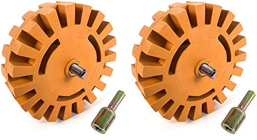 QWORK® Radierer Gummi Aufkleber Entferner, mit Bohradapter, für Kleberesten und Folienresten von Auto, KFZ, Rvs, Boote, 10cm, 2 Stück