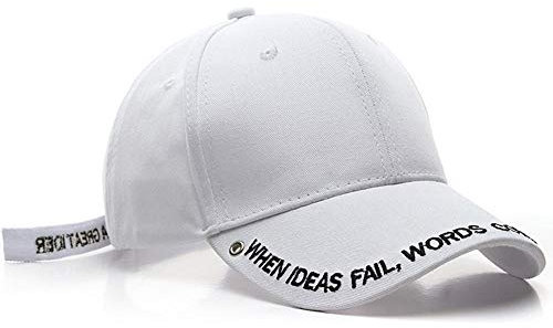 Cappello Berretto Uomo cap Trendy Lettera Ricamo Donna Uomo Cappelli Cinturino Lungo Hip Hop Cappelli da papà Estate Street Nero Bianco Rosa Berretto da Baseball-White_Baseball_cap_56-60Cm