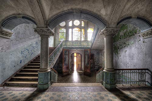 HOSPITAL Fototapete VLIES-400x260 cm (909A)-Schloss Palast Vintage Design Verlassener Ort Wandtapete-Inkl. Kleister-Vliestapete Bild Dekoration Wand-Dekor Moderne Motiv-Tapete Panorama Poster XXL