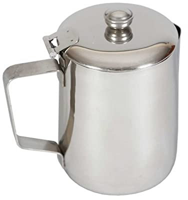 Tradineur - Tetera de acero inoxidable, con asa y pico vertedor, capacidad 1 litro, jarra de leche, cafetera, bares, hogar - 18 x 10 x 15,5 cm