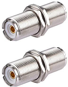Vecys 2PCS UHF-Buchse SO239 Schott-Steckverbinder SO-239 UHF-Buchse auf UHF-Buchse Schott-Steckverbinder-Adapter PL-259-Anschluss für Amateurfunk