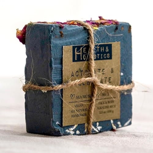 Sea Moss Soap (3piece) - Activate & Alleviate (Activated Charcoal + Lavender) Organic | Vegan | Handcrafted | Eco-friendly | UK Tested)