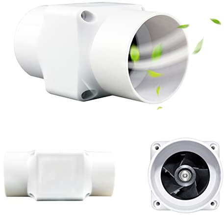 SAROZZTAL Abluftventilator 50mm Rohrventilator Weiß Kanalventilator 2'' Luftgebläse Leiser Abluftventilator Badlüfter Mischdurchfluss Rohrlüfter Für Büro, Bad, Halle,36 m³/h, 6Watt / 34dB