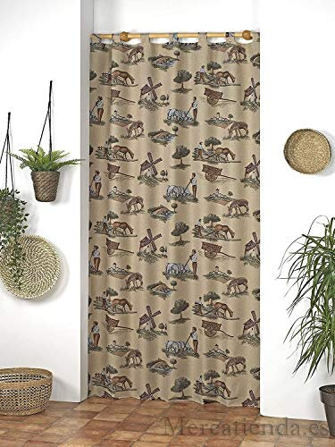 Cortina de Calle alpujarra Manchegas de trabillas140 x 260cm para Puertas Ventanas y Patios Interior Exterior confeccionadas en España. Unico