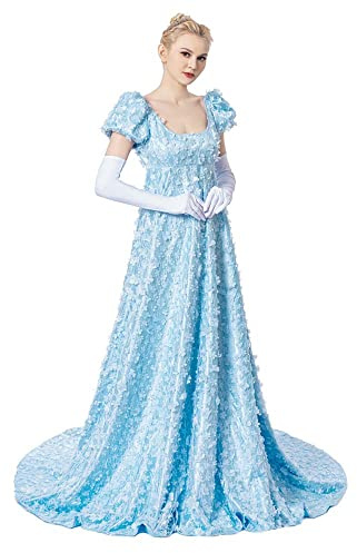 MyheroCos Daphne Regency Women's Blue Lace Dress