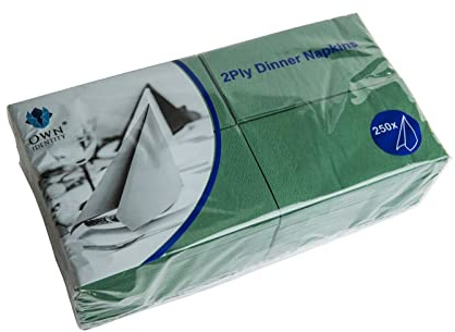 We Can Source It Ltd – Dark Green 40cm 2-Ply Paper Napkins – Absorbent Dinner Serviettes with 8-Fold Rectangular Design – Ideal for Catering, and Events – Strong and Disposable - 2000 Napkins (8Pack)