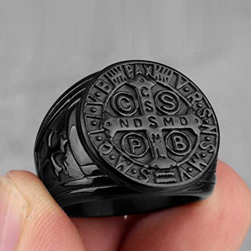 Saint Benedict Cspb Gold Schwarz Kreuz Männer Ringe Punk Hip Hop für Freund Männlichen Schmuck Kreativität Geschenk Großhandel