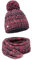 ELIMELI Damen Winter Mütze warme Strickmütze Wintermütze mit Bommel Slouch Beanie Damen für Winter Bommelmütze Hergestellt in EU Farbenauswahl 19005 (Fuchsia Multicolor - Set mit Schal)
