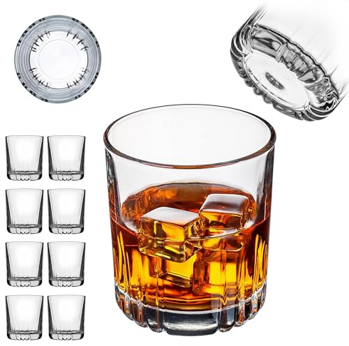 KADAX Whiskygläser 280ml, 8er Set, Trinkgläser für Saft, Wasser, Whisky, Bourbon, Scotch & Cocktails, Elegante Tumbler mit schwerem Boden, Wassergläser aus Glas