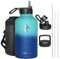 Coolflask - Borraccia termica da 1,9 litri, con cannuccia e 3 coperchi, grande caraffa termica in acciaio inox, per palestra, sport, mantiene il freddo fino a 48 ore e caldo per 24 ore, colore: blu