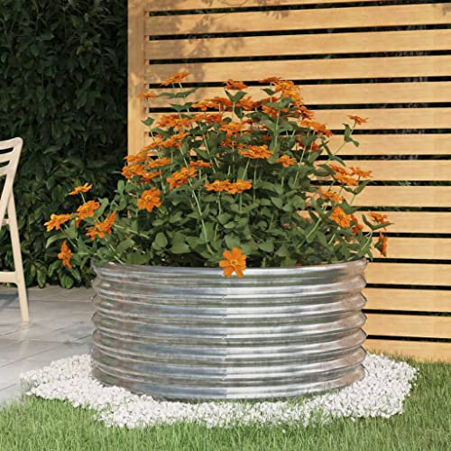 WIFESE Jardinière Surélevée Acier Enduit de Poudre 80x80x36 cm Argenté Pot de Jardinière Robuste Lit Surélevé de Jardin Extérieur Potager Balcon Décorer Patio Jardin pour Plantes Légumes Herbes