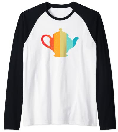 Teekanne Silhouette Retro Vintage Style 70er 80er Jahre Used-Look Raglan