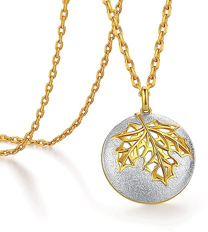 jiamiaoi Blatt Kette Gold Damen Ahornblatt Anhänger Gold Damen Kette Silber 925 Vergoldet Halskette Echtgold 585 Frauen