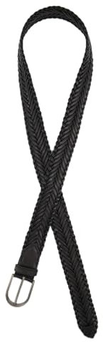 Ulla Popken Damen, echtes Leder, geflochten, Metallic-Schließe Gürtel, schwarz, 125