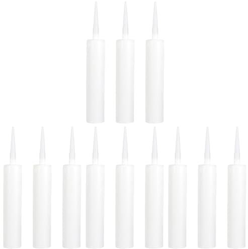 Operitacx Tubes de calfeutrage vides, lot de 12, Blanc, Tube de calfeutrage vide pour fissures de coulis, carrelage, réparations