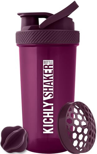 KICHLY Shaker Bottle (800 ml) Plastic Protein Shaker Bottle with Mixing Ball - Non-Leak Cap – Perfect Fitness & Workout Partner, Plum - Pack of 1