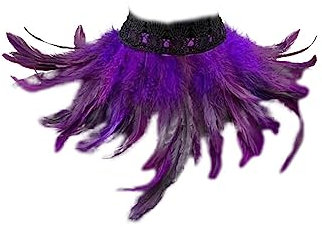MoreChioce Gothic Federkragen Halsband, Natürlichen Feder Halsband Federboa Choker Kragen Halloween Schal Cape für Frauen und Mädchen Party Glamour Kostüm Party,Lila #A