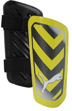Puma Ultra Light Strap Schienbeinschoner, Erwachsene, Unisex, Yellow Blaze Black (Mehrfarbig), XS