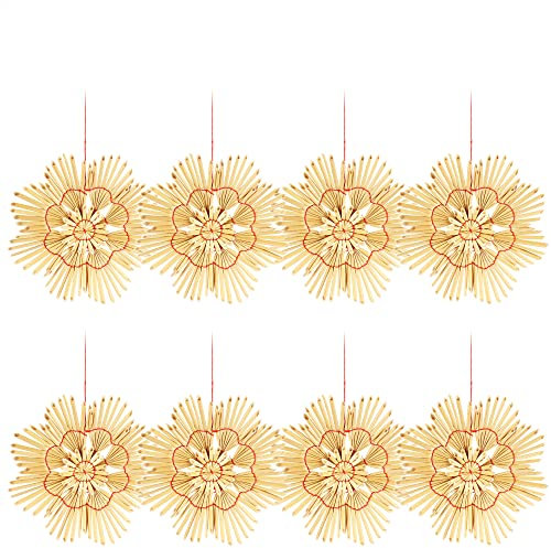 com-four® 8X Strohsterne im Mix-Set - Christbaum-Schmuck - Stroh-Anhänger für den Weihnachtsbaum - natürlicher Christbaum-Behang - Weihnachtsdekoration - 15 cm