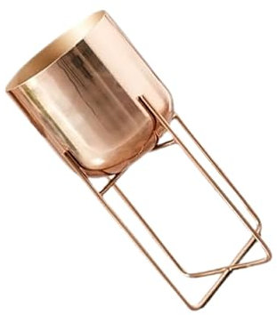 WUUISDNX Designs, dekorativer Blumentopf für den Innenbereich mit Blumenständer, stilvoll und universell, Blumentopfständer aus Metall, S Roségold