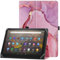 HoYiXi Universal Case for 10-11 inch Tablet Fire Max 11 2023 Release with Stand Folio and Hand Strap Protective Cover for 10”-11” Samsung Lenovo TECLAST Android Tablet - Pink Marble