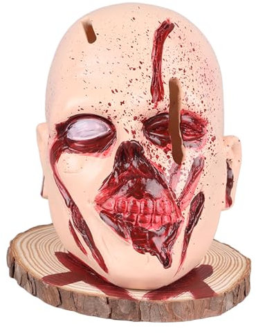 Halloween Knife Block, Quirky Counter Fruit Knife Holder, Creepy Bloody Skeleton Head Knife Storage Stand, Gothic Home Kitchen Decor, Horror Party Ornament Gag Gift for Halloween Christmas Birthday