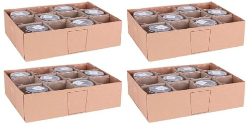 ACAN Tradineur - Pack de 4 Caja de 12 vasos Modelo Pinta - Capacidad de 355 ML - Fabricado en Vidrio Resistente - Apto para lavavajillas - Tamaño aprox: diámetro 8,3 x 8,8 cm - 48 Uds Total