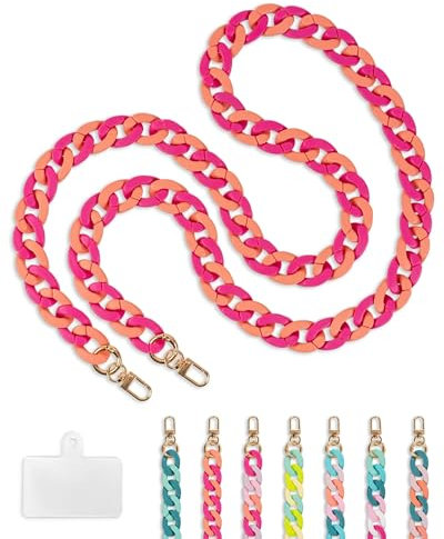 Franzy Munich Handykette Universal Handykette Perlen Handyband zum Umhängen - für alle Smartphones - 120cm lang mit goldenen Karabinern & verstärktem Patch – einzigartige, stylishe Farben