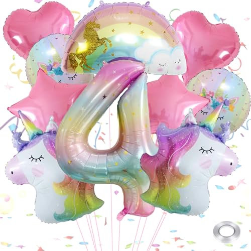 Geburtstag Luftballon Einhorn,Einhorn Luftballons Geburtstag 4,Einhorn Geburtstag Luftballon,Einhorn Ballon für Mädchen Geburtstag,Einhorn Ballons Geburtstag,Ballon Mädchen Regenbogen