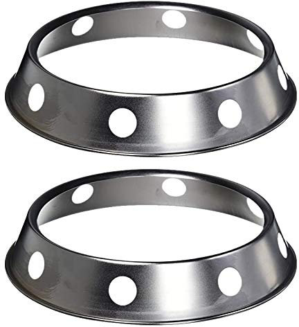 Xtahdge Lot de 2 pièces en acier inoxydable Wok Ring Metallic Round Bottom Wok Rack 10,43 x 11,8 pouces Taille universelle pouces pour poêles à gaz