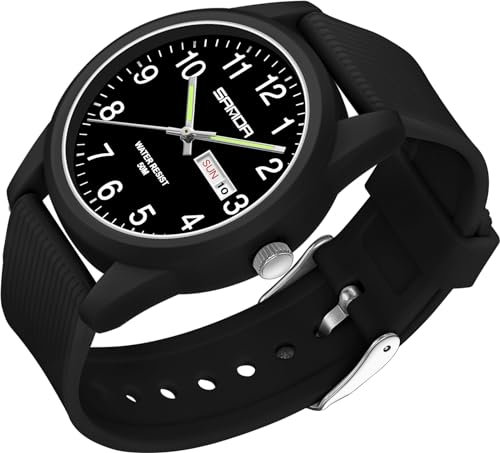 findtime Armbanduhr Herren Quarzuhr Analog, Sporliche Uhr Herren Damen 50M Wasserdicht Silikonband Casual Armbanduhren für Jugendliche mit Datum Wochentag Leuchtzeiger Große Zahlen