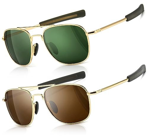 SUNGAIT Gafas de Sol Estilo Militar para Hombre Polarizadas Lentes con Marco de Metal SGT285JKML-JKC-ES
