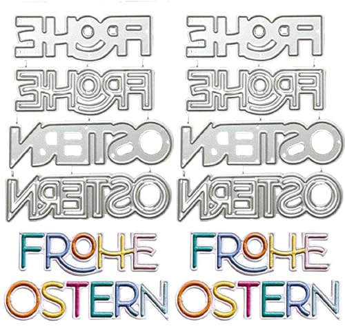 Ostern Stanzschablonen 2 Set Prägeschablone Stanzformen Osterhase Ostereier Stanzschablone Ostern Stanze für DIY handgemachte Scrapbooking, Grußkarten, Handwerk und Ostergeschenk Dekorationen (#2)
