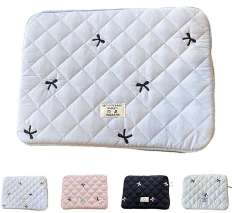 Housse pour ordinateur portable avec nœud, jolie et élégante pour ordinateur portable pour femme avec nœud Kawaii, bleu, 15-15.6 inches