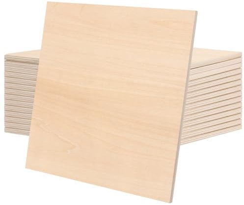 JAPCHET 15 PCS 200 x 200 x 6mm Square Plywood Sheets, 8 Inch Plywood Boards Basswood Wood Sheets for Crafts, DIY Wooden Models, Painting