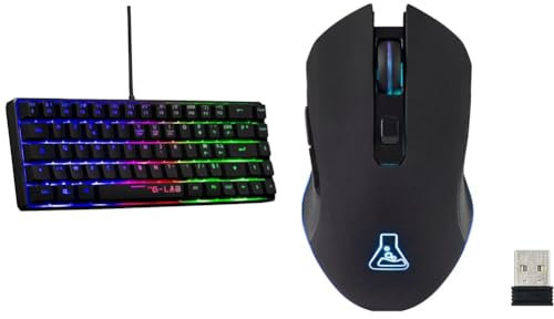 The G-Lab Keyz Hydrogen, Clavier Gamer 60%, Clavier Semi-mécanique Filaire Azerty & Kult Helium Wireless Souris Gamer RGB sans Fil Pc Gamer, Rechargeable 3200 Dpi