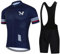 Pro Team 2024 Radtrikot Set für Herren, Sommer, Mountainbike-Jersey und Trägerhose mit 9D-Polsterung, Gel, atmungsaktiv, für Outdoor-Sportarten, Marineblau 1, XL