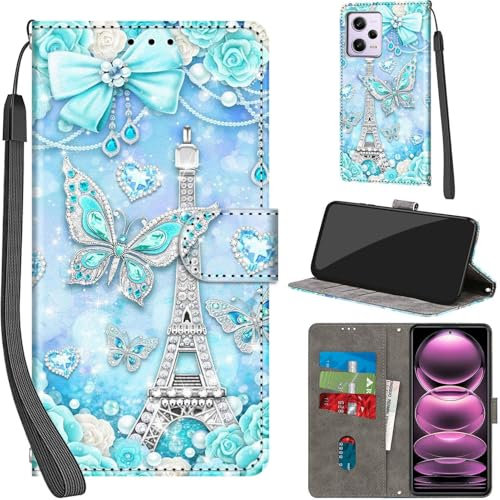 Haninsuze Handyhülle für Xiaomi Redmi Note 12 Pro 5G Hülle PU Leder Schutzhülle Klappbar mit Kartenfach Ständer Handytasche Kameraschutz Flip Case Klapphülle für Xiaomi Note 12 Pro 5G, Turm